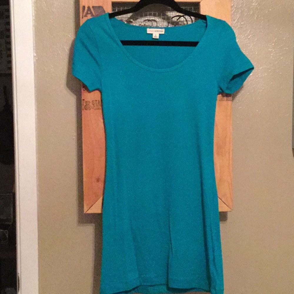 Basic short sleeve dress turquoise.           #99